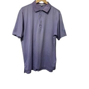 Peter Millar Men Lavender Cotton Polo Shirt M Striped Short Sleeve Golf Preppy‎